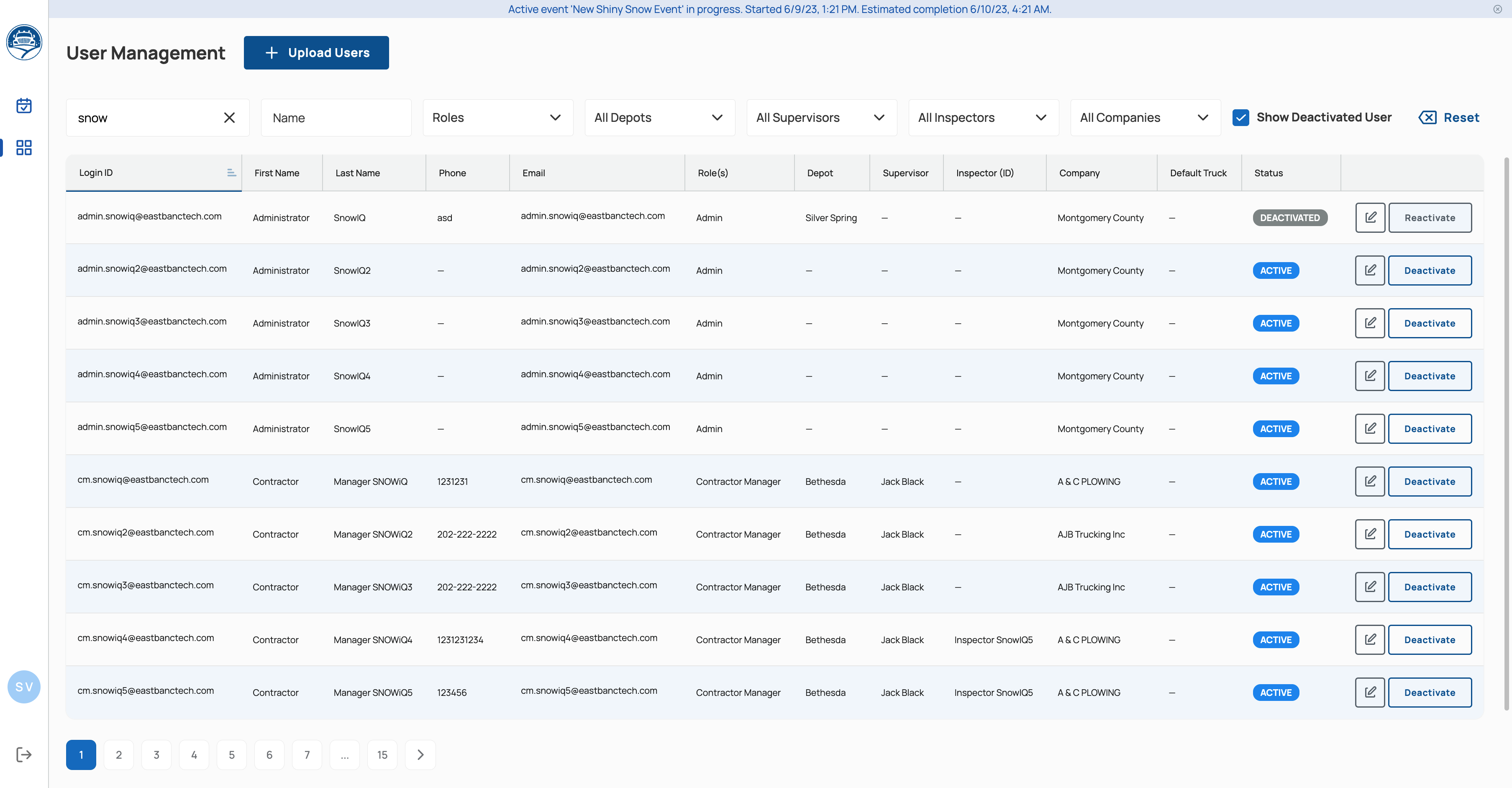 User Management Filters